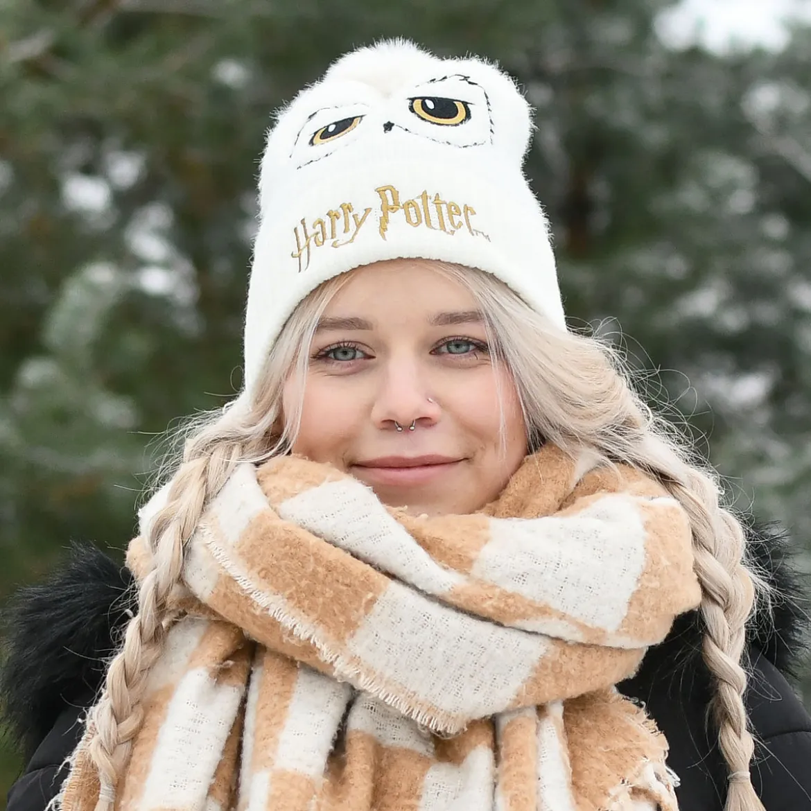 Harry Potter - Hedwig Mütze mit Bommel weiß