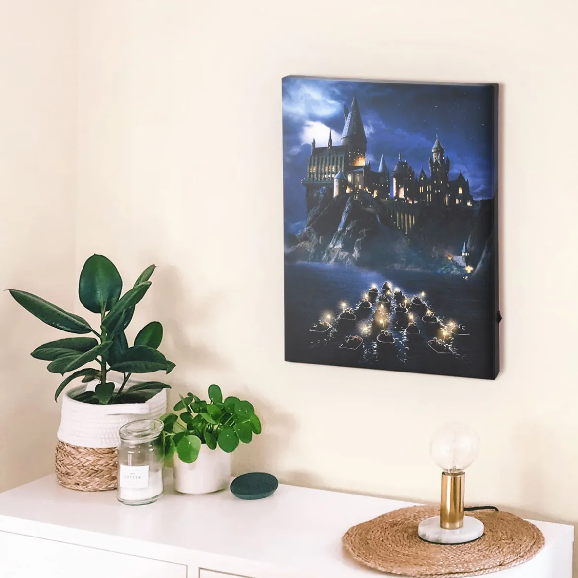 Harry Potter - Hogwarts Wandbild mit Licht