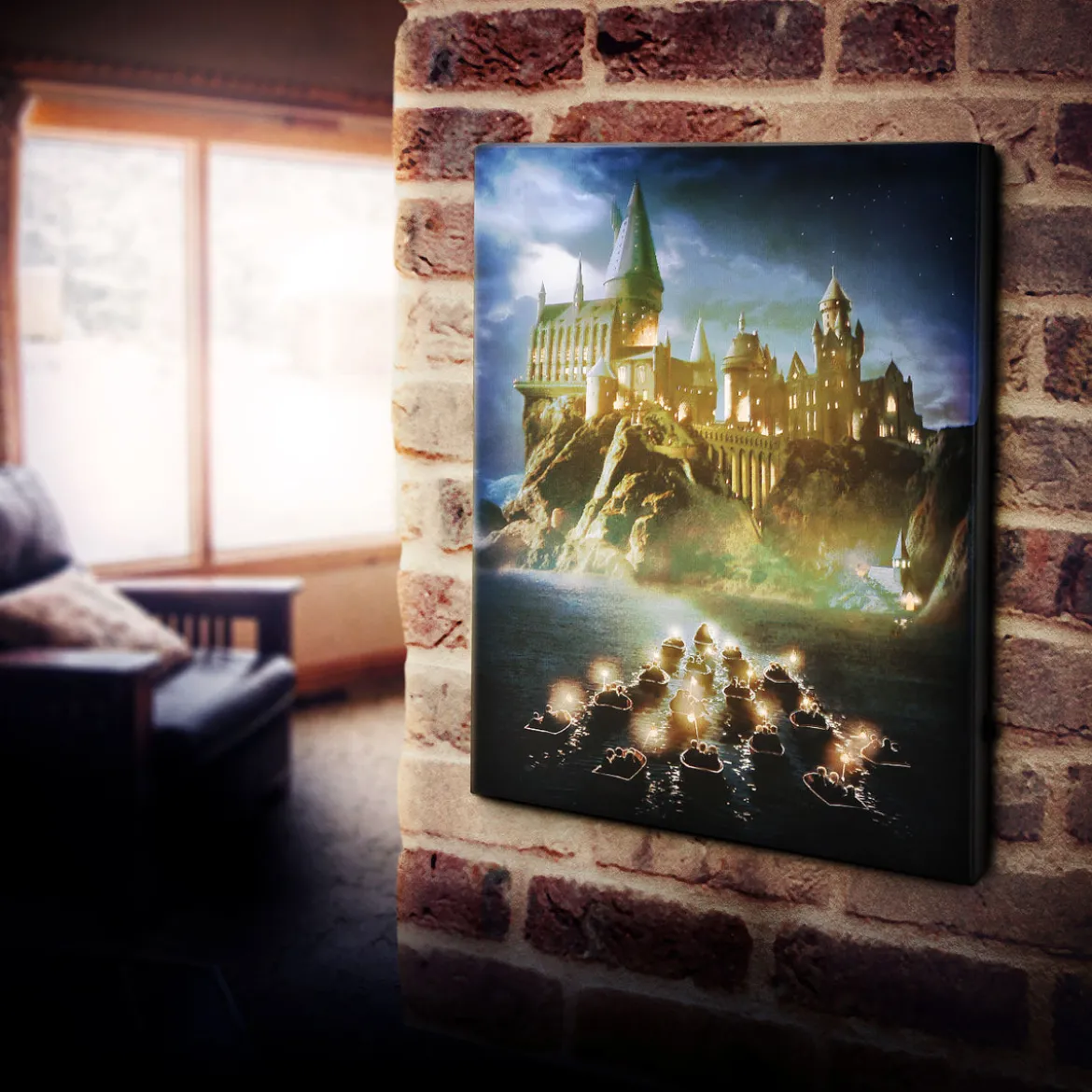 Harry Potter - Hogwarts Wandbild mit Licht