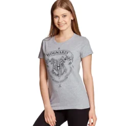 Harry Potter - Hogwarts Wappen T-Shirt Damen grau