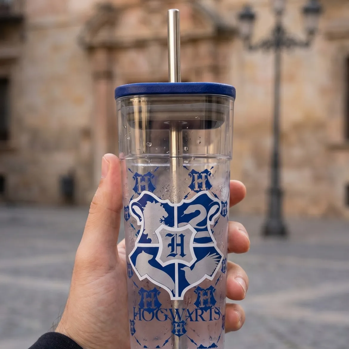 Harry Potter - Hogwarts Wappen Becher mit Strohhalm
