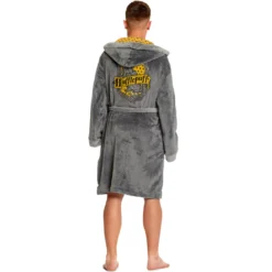 Harry Potter - Hufflepuff Wappen Bademantel grau