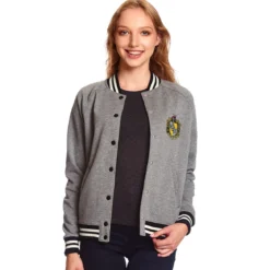 Harry Potter - Hufflepuff Wappen College Jacke Damen grau