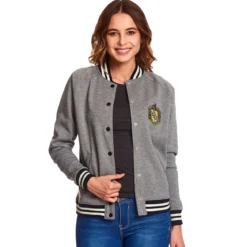Harry Potter - Hufflepuff Wappen College Jacke Damen grau