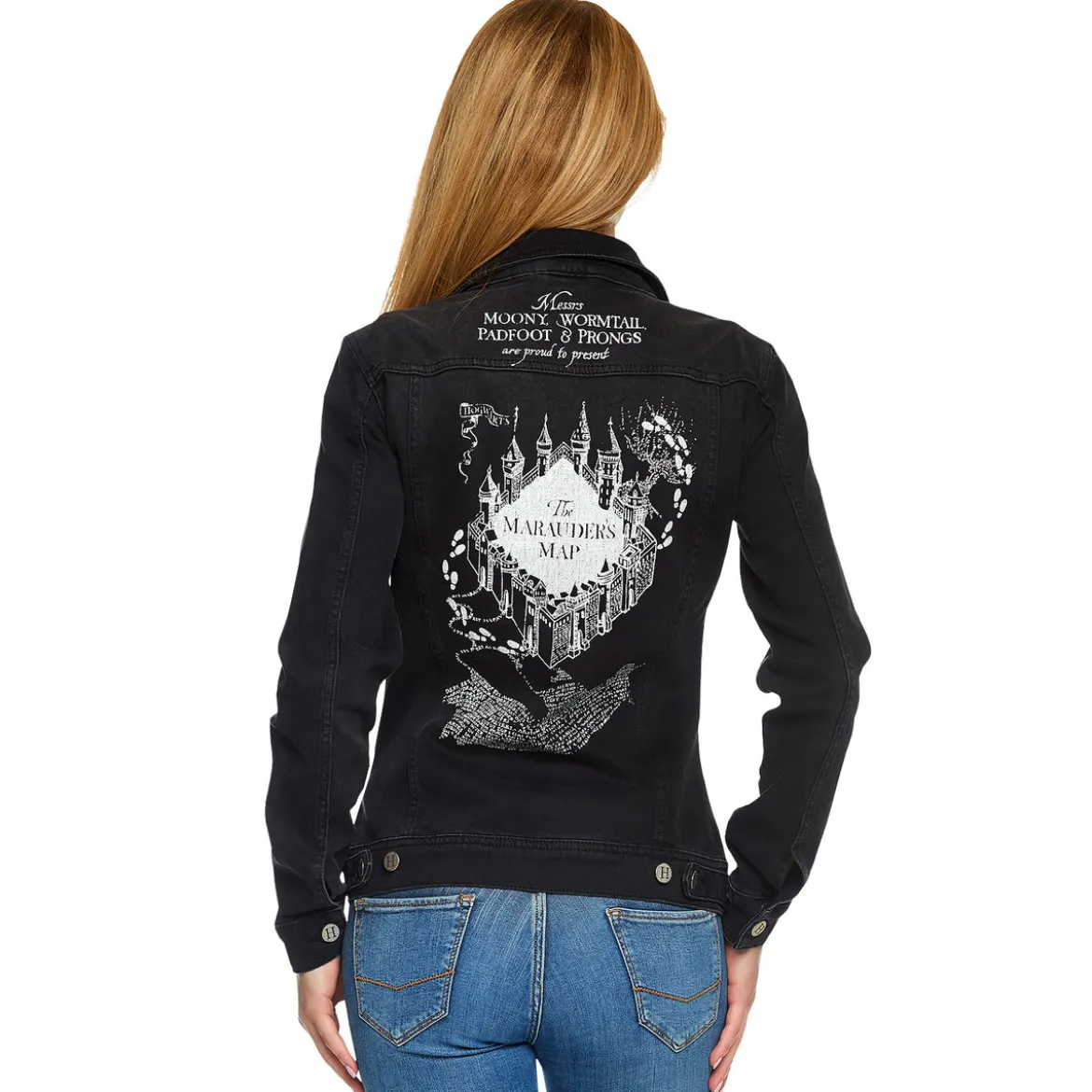 Harry Potter - Karte des Rumtreibers Jeansjacke Damen schwarz