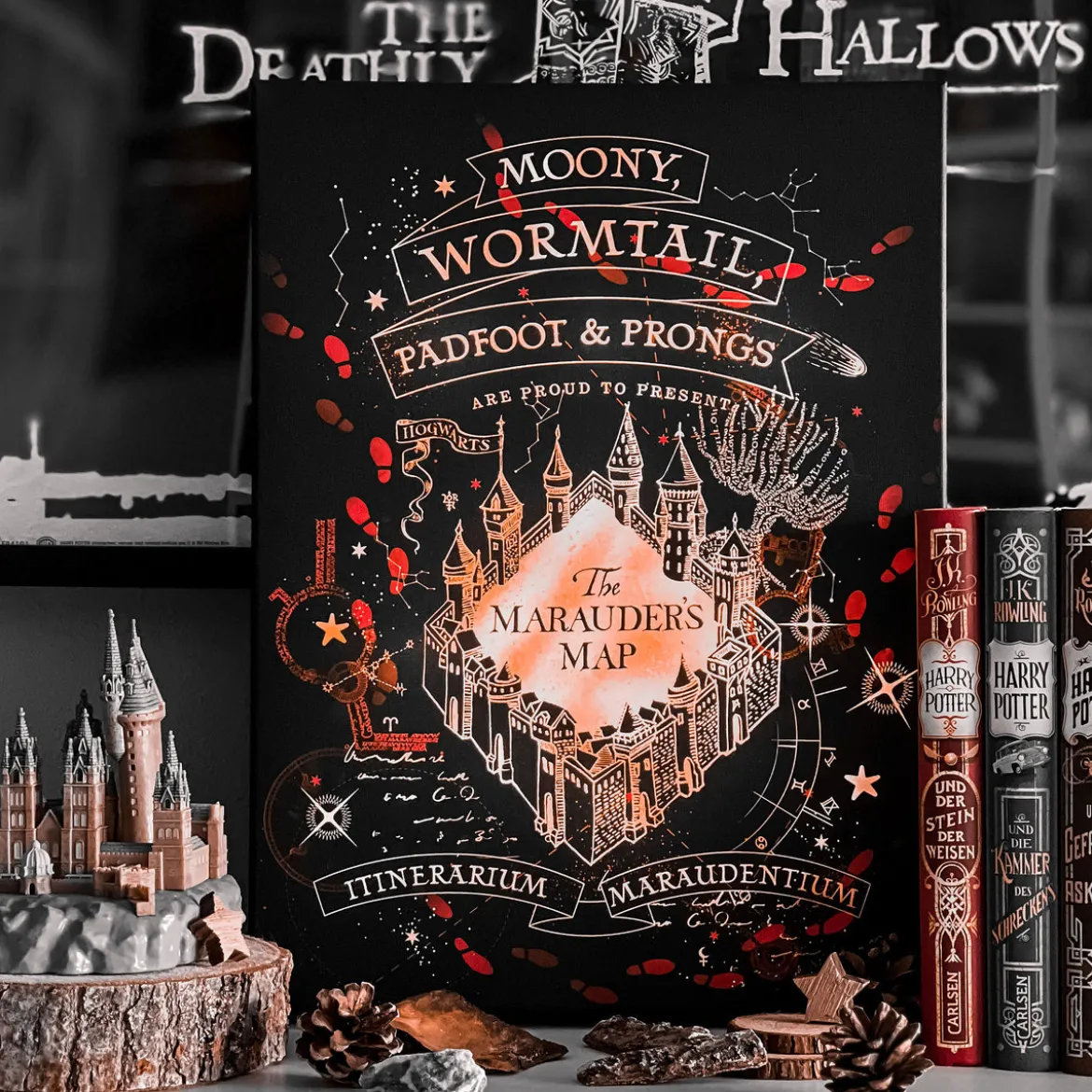 Harry Potter - Karte des Rumtreibers Wandbild mit Licht