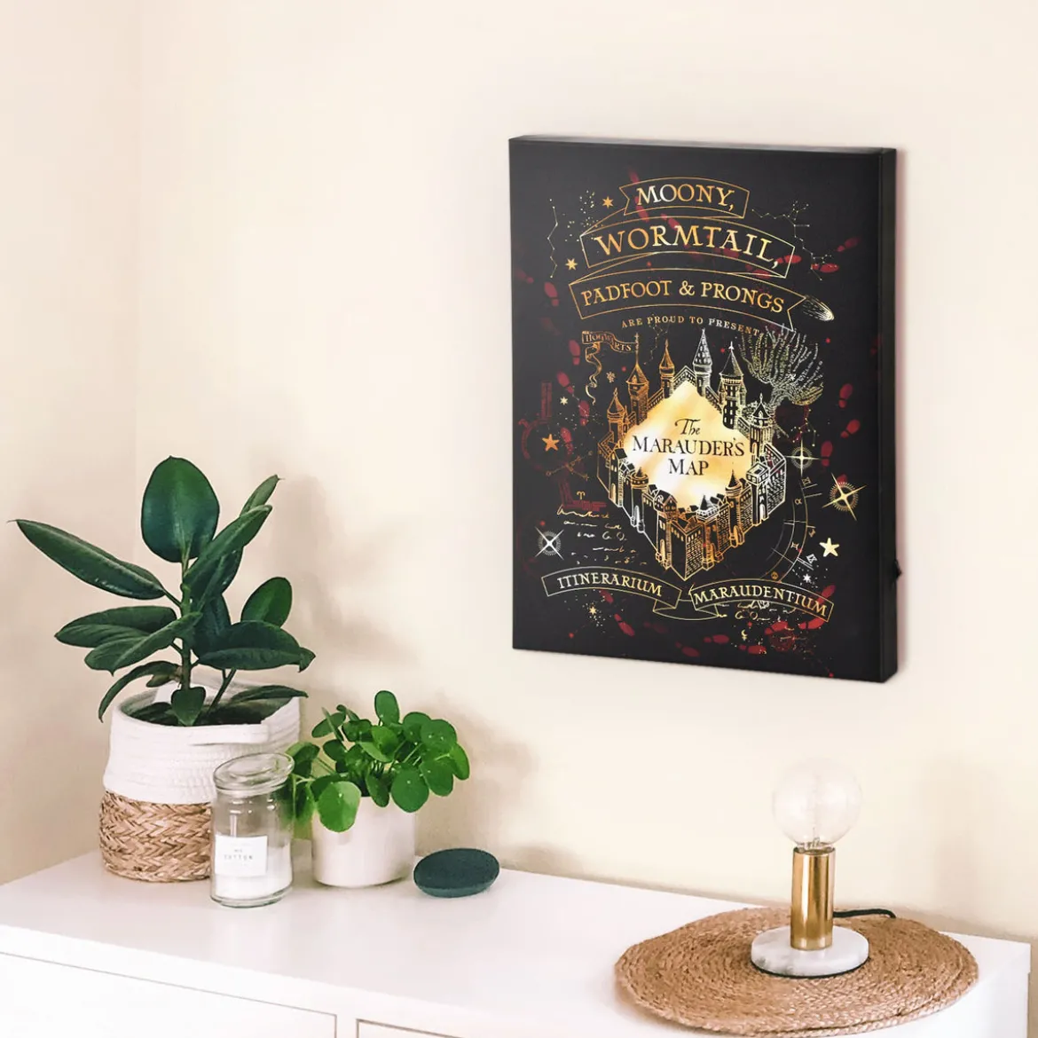 Harry Potter - Karte des Rumtreibers Wandbild mit Licht