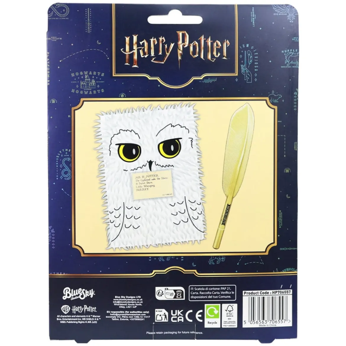 Harry Potter Plüsch Notizbuch Set mit Stift Hedwig Magical