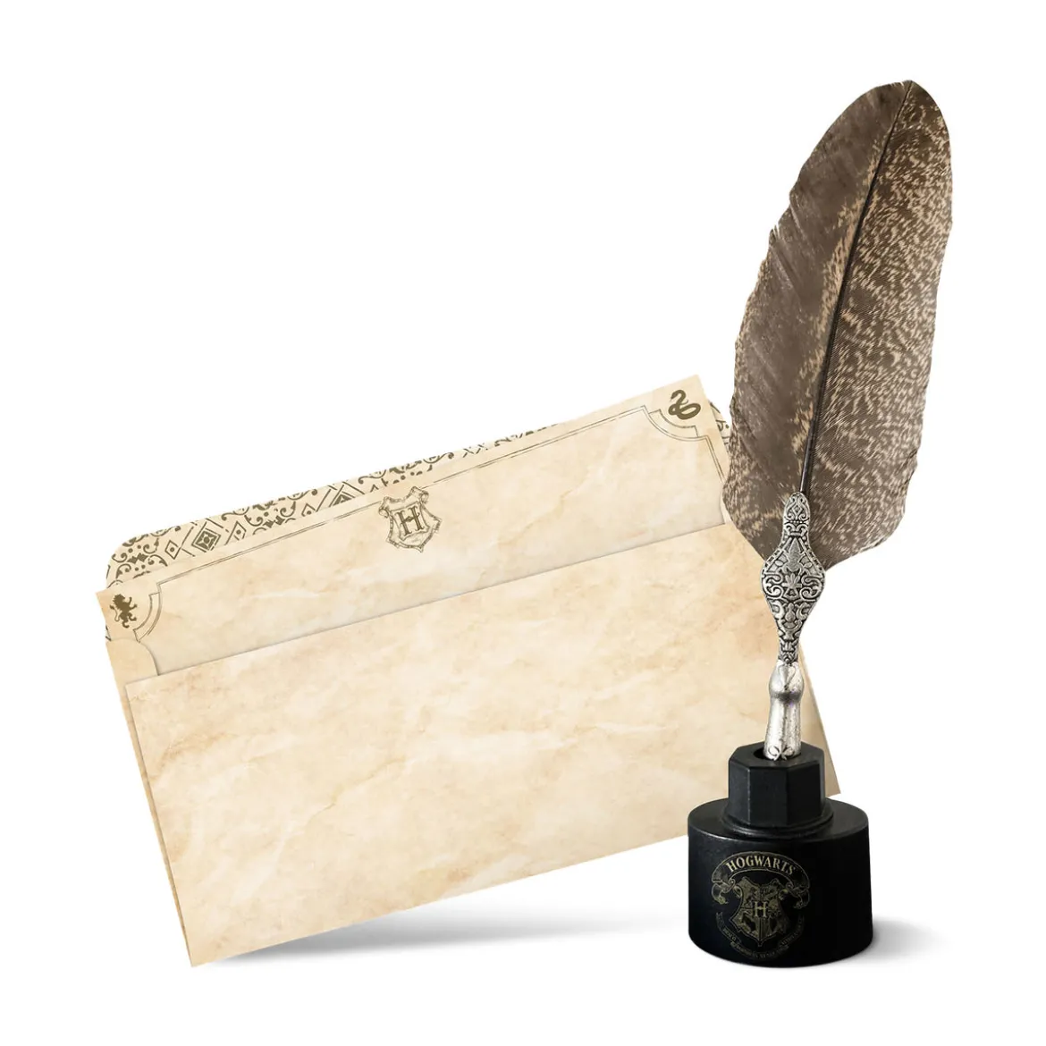 Harry Potter - Schreibfeder mit Hogwarts Briefpapier Set