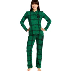 Harry Potter - Slytherin Karo Pyjama Damen grün