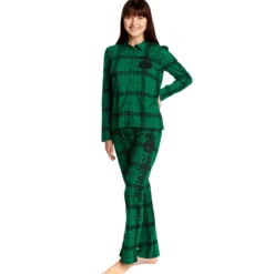 Harry Potter - Slytherin Karo Pyjama Damen grün