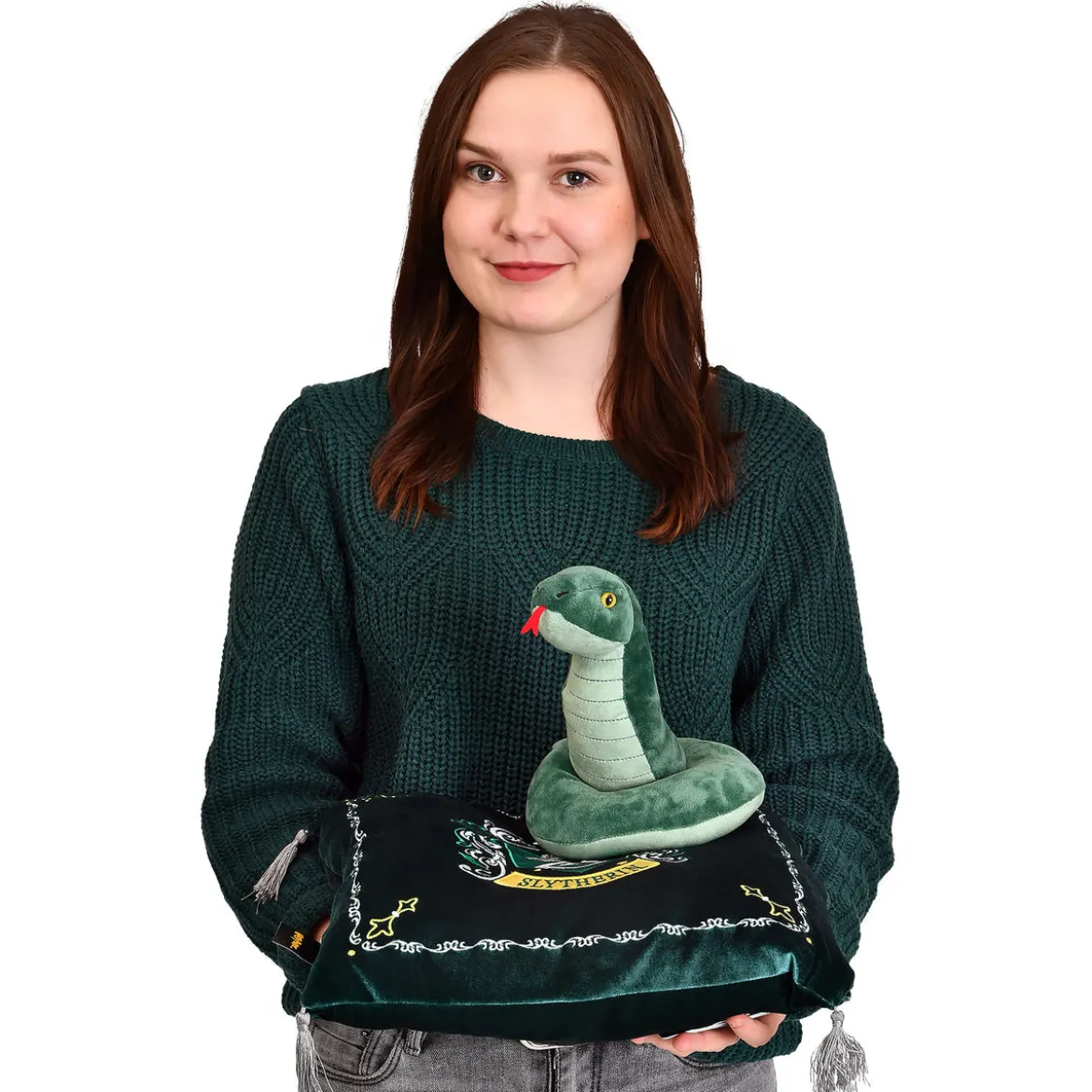 Harry Potter - Slytherin Wappen Kissen mit Plüsch Figur
