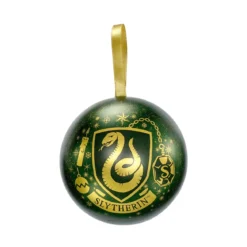 Harry Potter - Weihnachtskugel mit Slytherin Wappen Kette