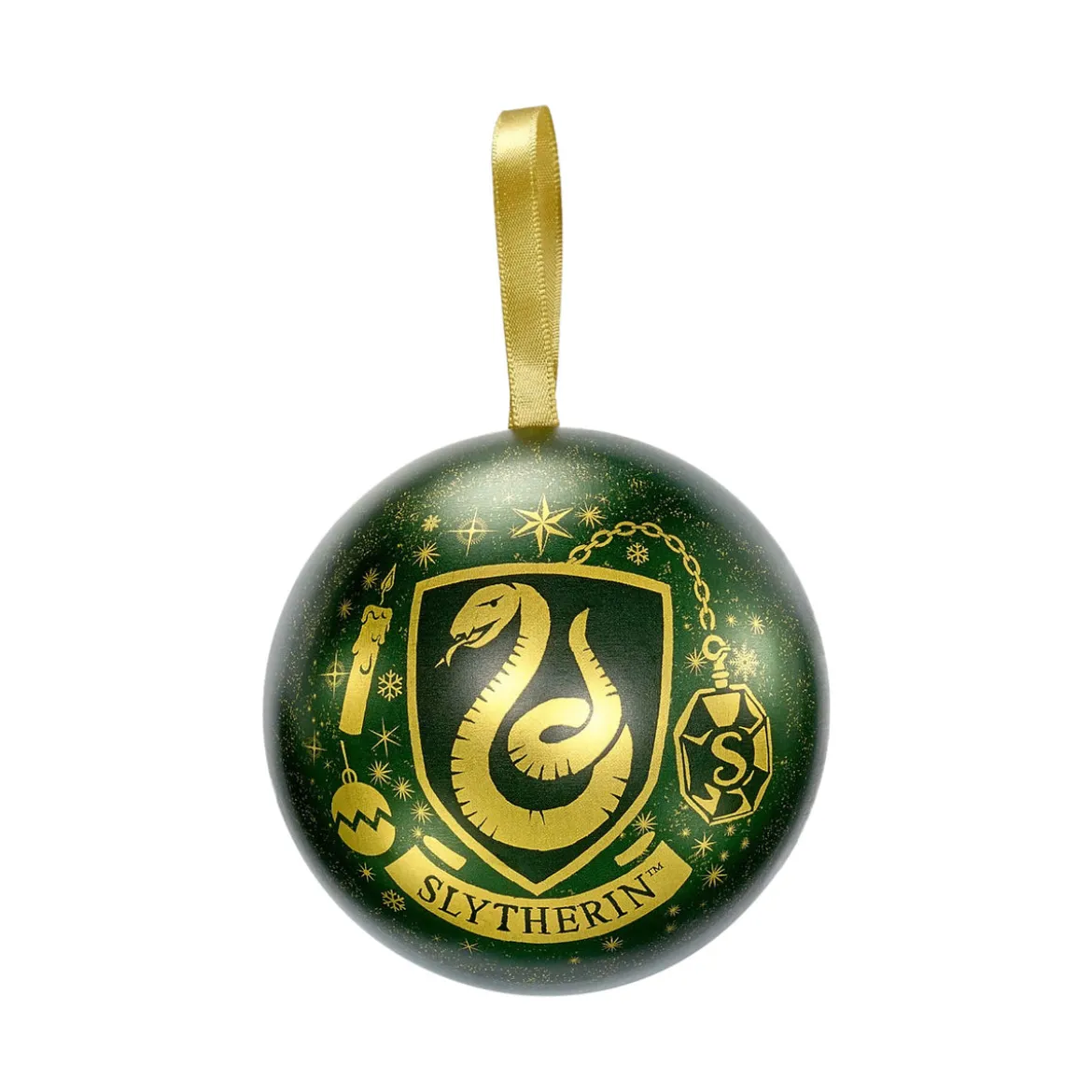 Harry Potter - Weihnachtskugel mit Slytherin Wappen Kette