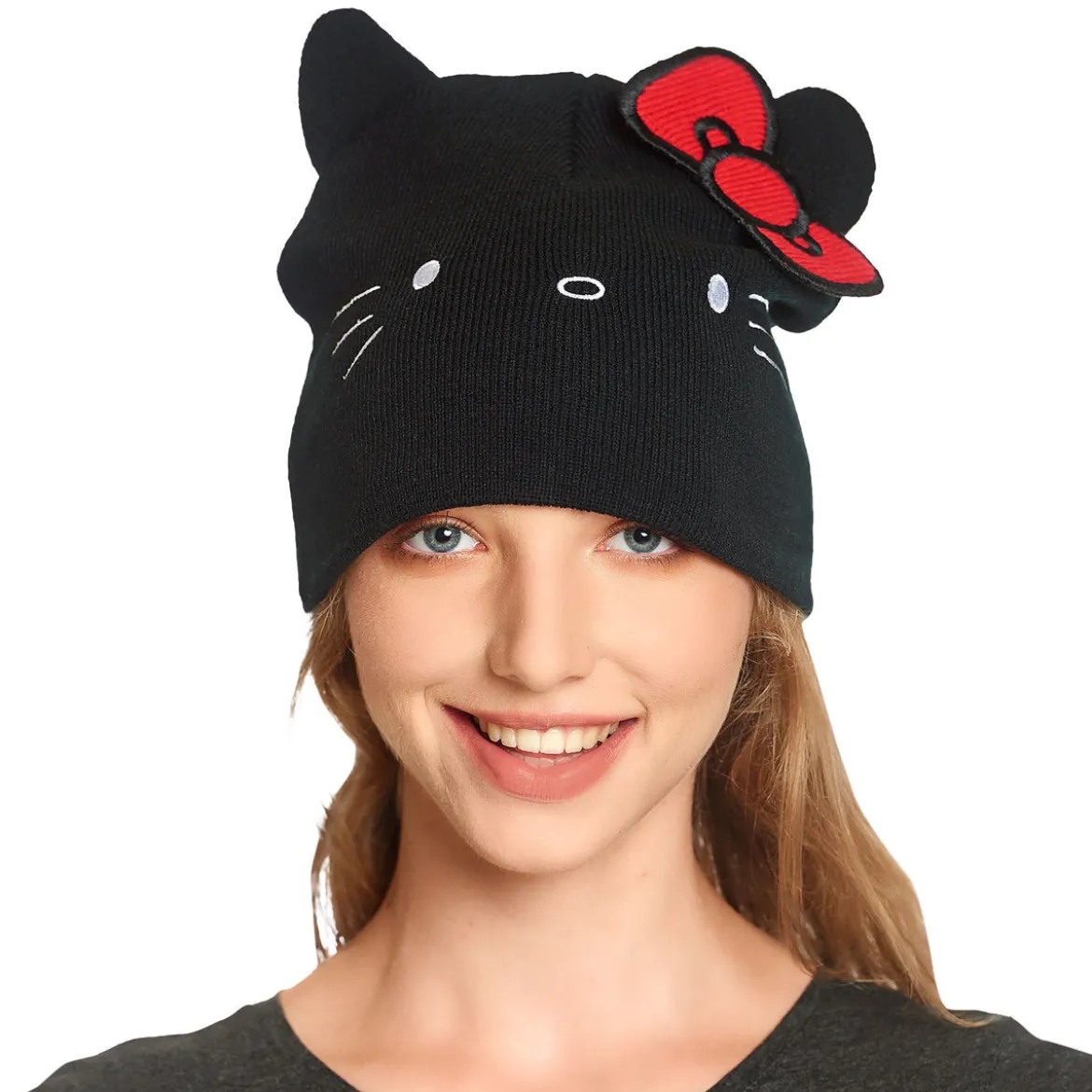 Hello Kitty Beanie mit Ohren und Schleife