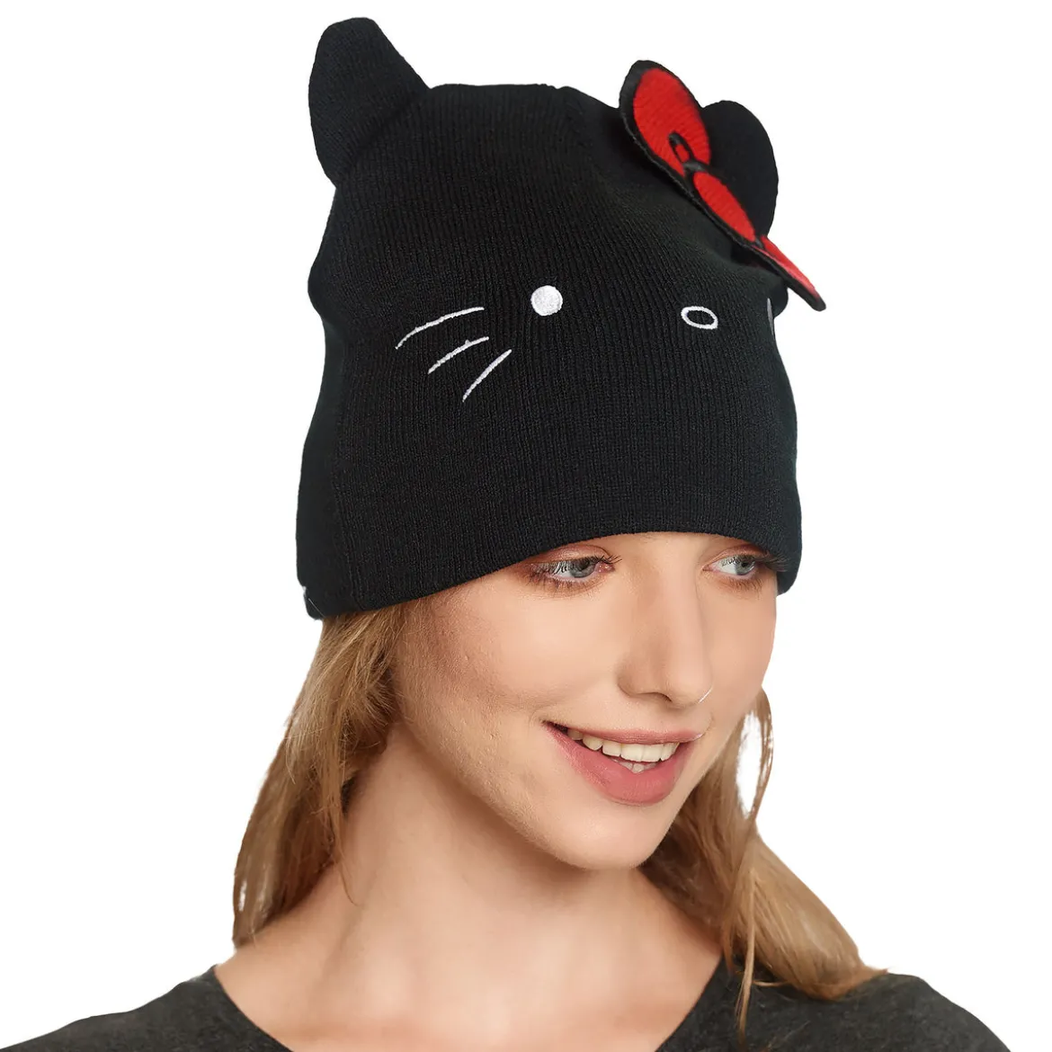 Hello Kitty Beanie mit Ohren und Schleife