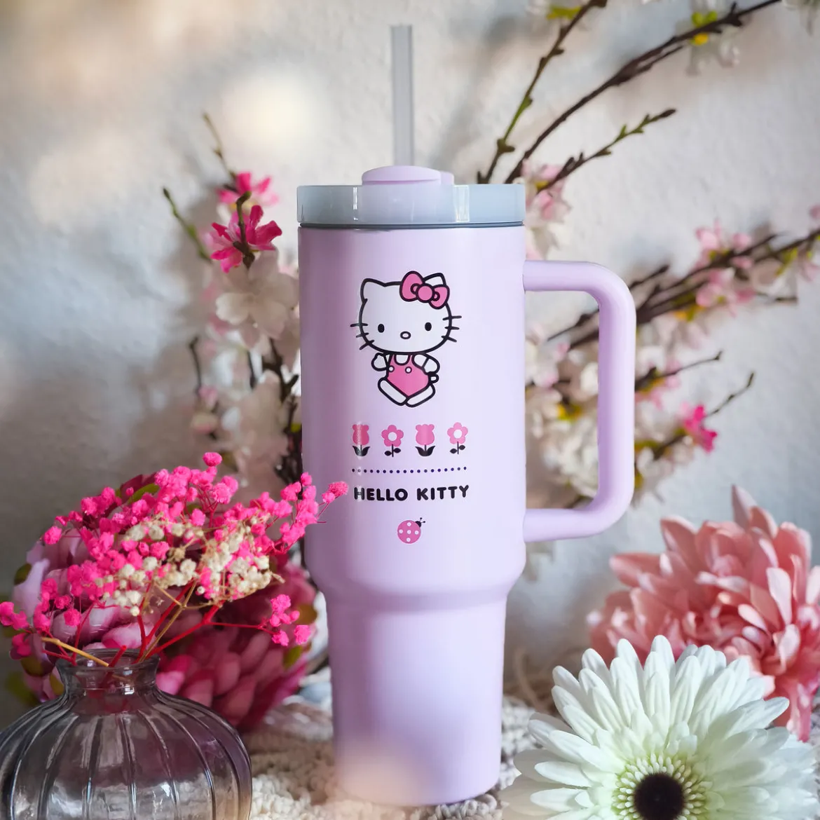 Hello Kitty - Flower To Go Becher mit Strohhalm