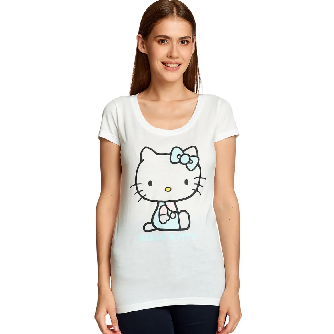 Hello Kitty - Pastel Kitty T-Shirt Damen weiß