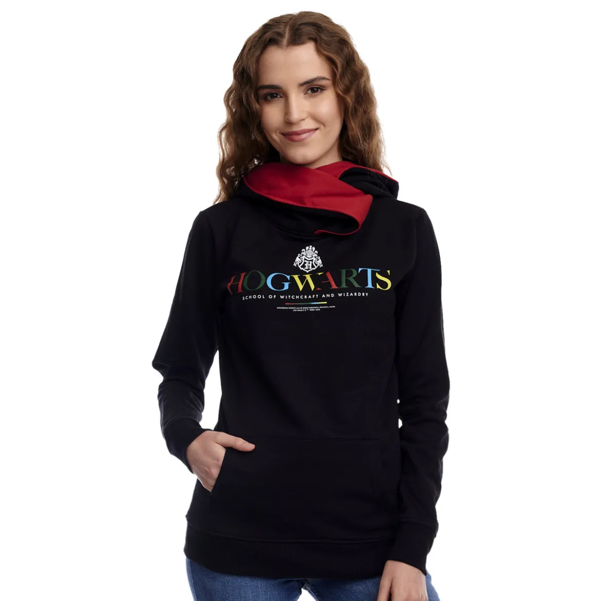 Hogwarts Hoodie mit Schalkragen schwarz - Harry Potter