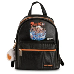 Ilustrata - Dark Ramen Rucksack mit Pom Pom Anhänger schwarz