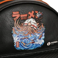 Ilustrata - Dark Ramen Rucksack mit Pom Pom Anhänger schwarz