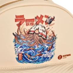 Ilustrata - Dark Ramen Rucksack mit Pom Pom Anhänger beige
