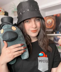 Impostor Pocket T-Shirt für Among Us Fans schwarz