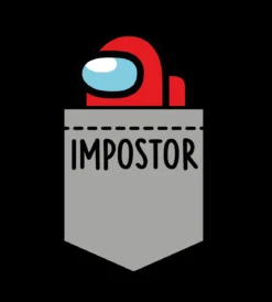Impostor Pocket T-Shirt für Among Us Fans schwarz