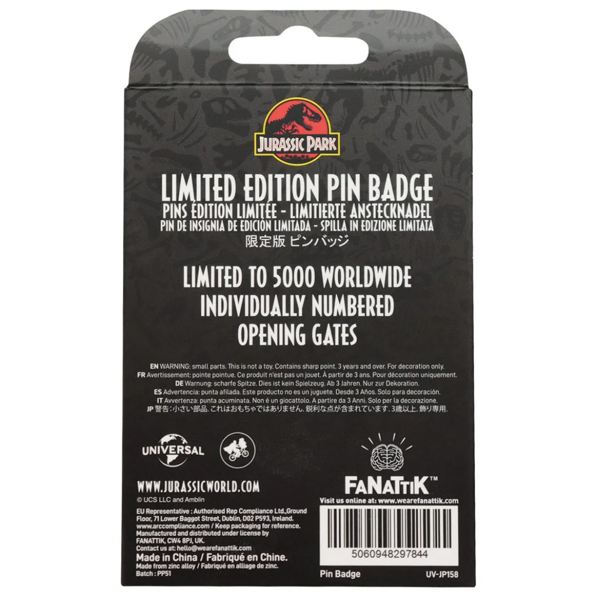 Jurassic Park Ansteck-Pin Gates Hinged