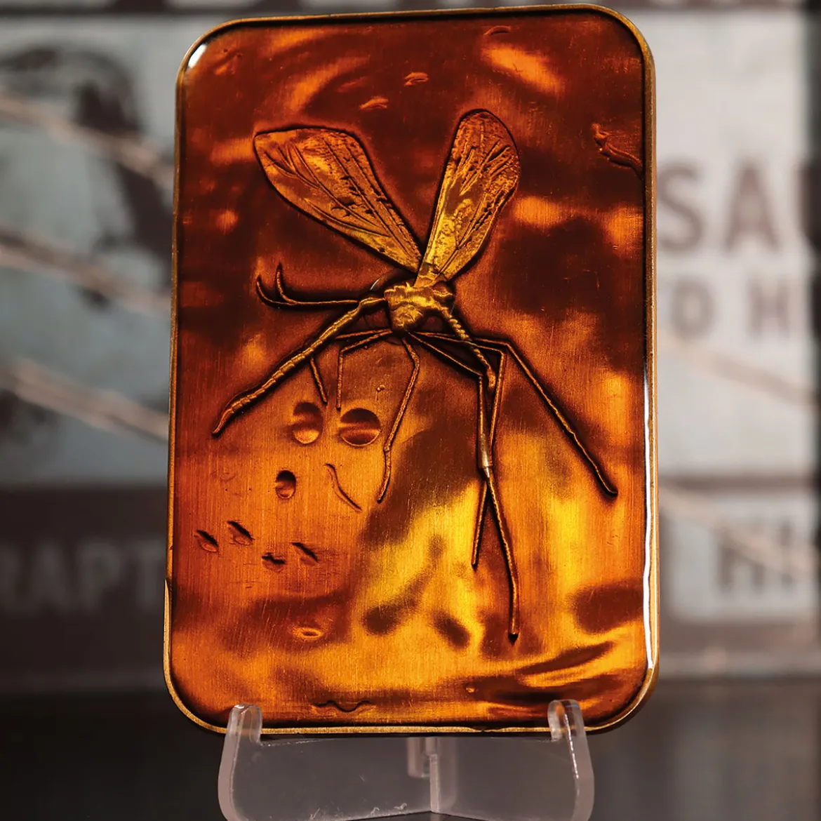 Jurassic Park - Moskito in Amber Metallbarren Replik limitiert