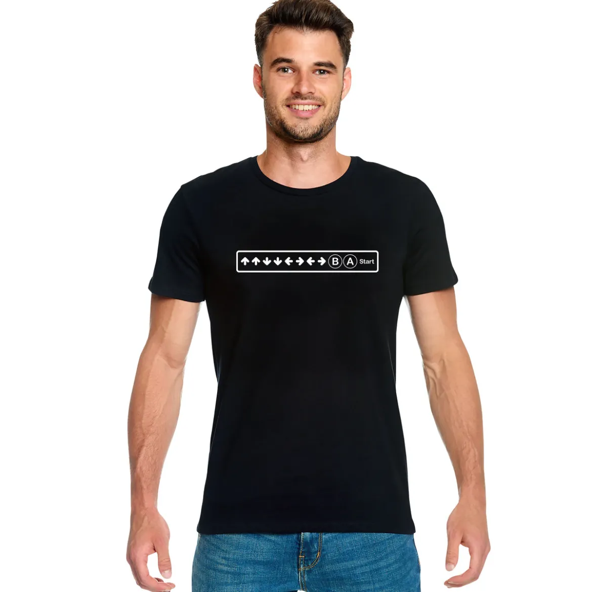 Konami Code T-Shirt für Gaming Fans schwarz