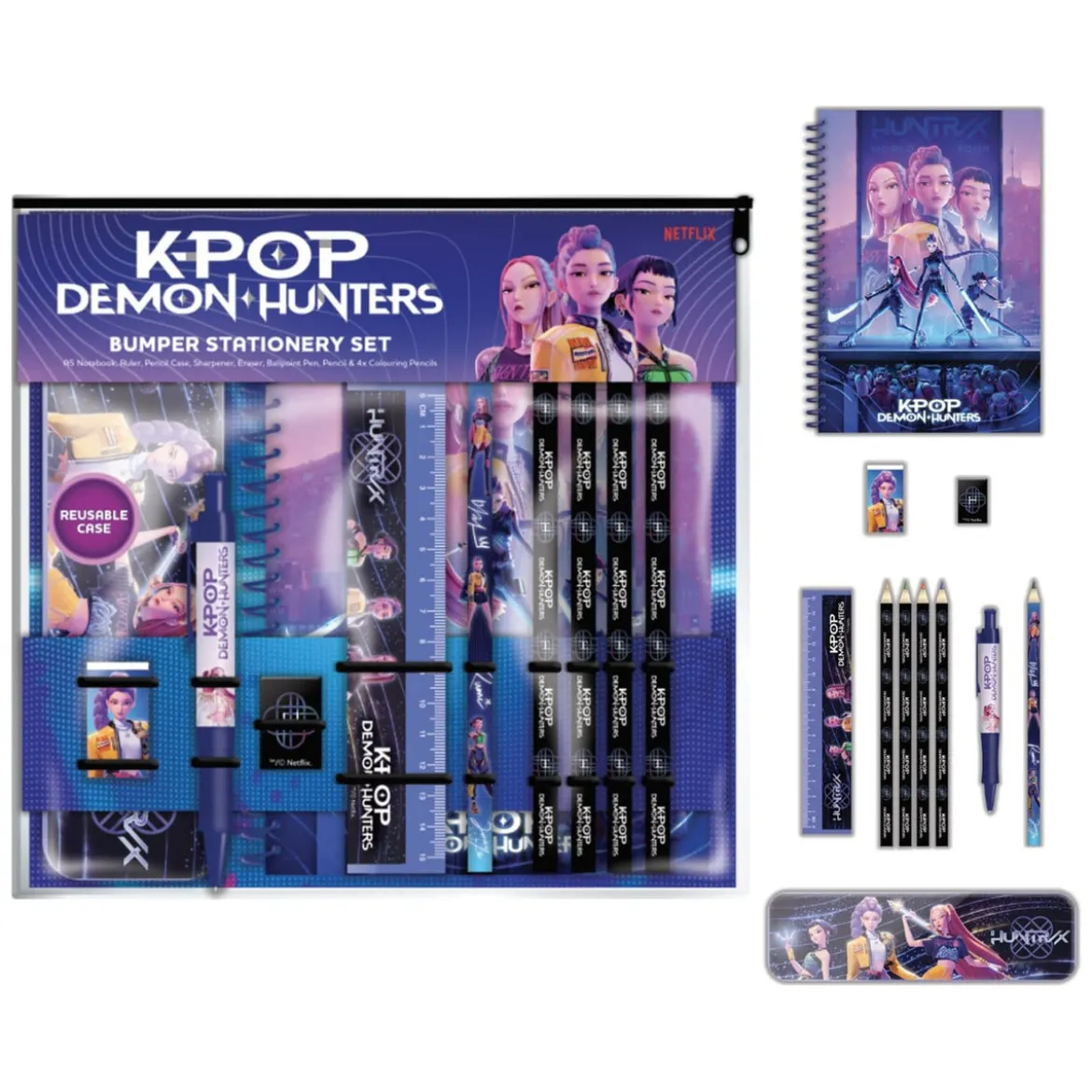 KPop Demon Hunters Schreibset 12-teilig A4 Bumper