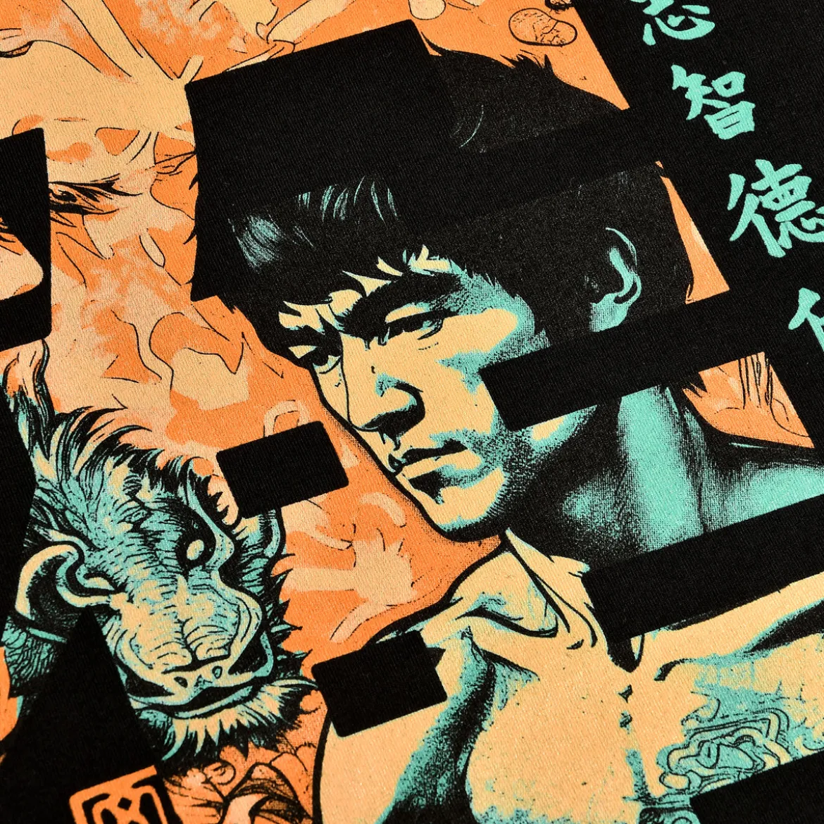 Kung Fu Calligraphy T-Shirt für Bruce Lee Fans schwarz