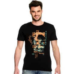 Kung Fu Calligraphy T-Shirt für Bruce Lee Fans schwarz