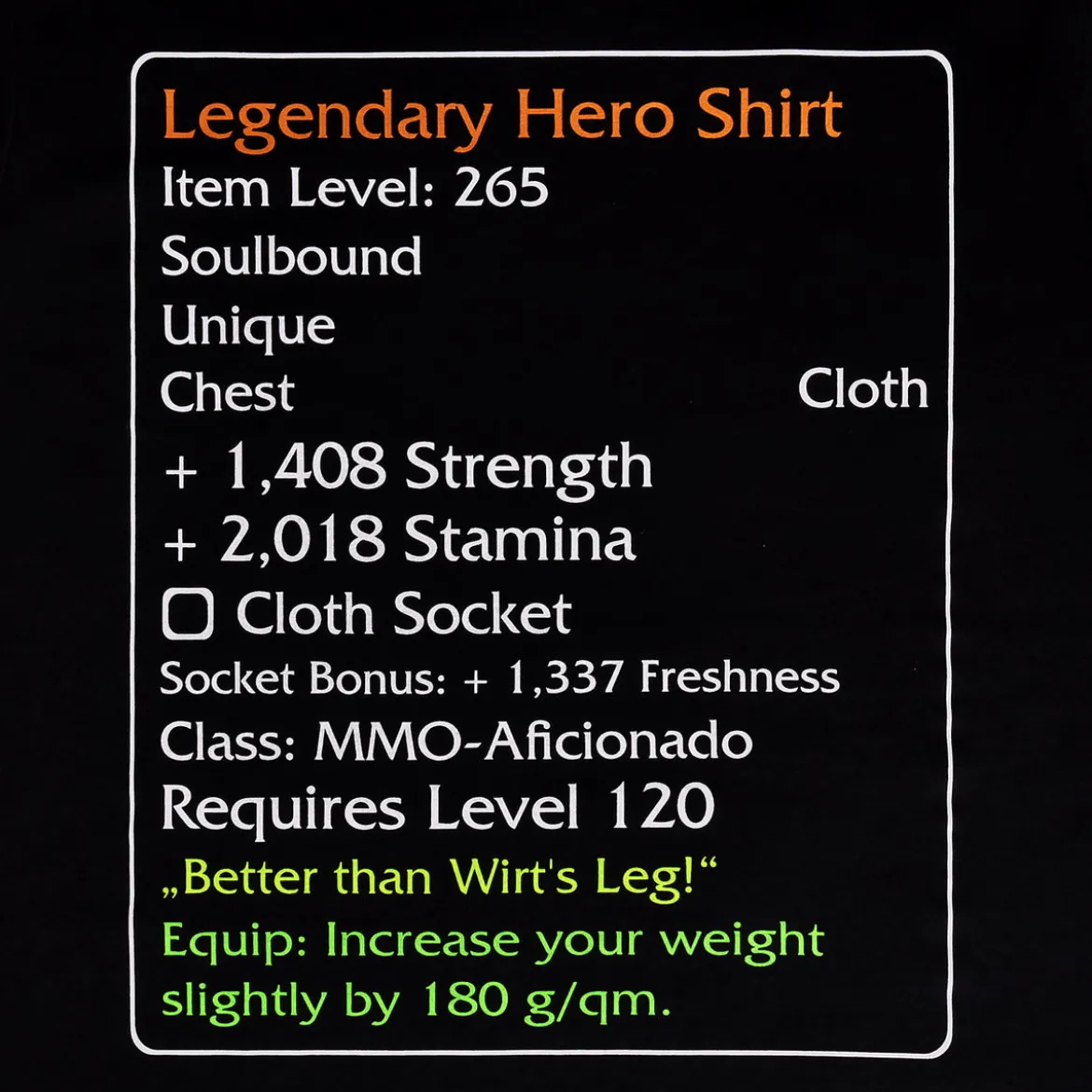 Level-120-Item Legendary Hero T-Shirt schwarz