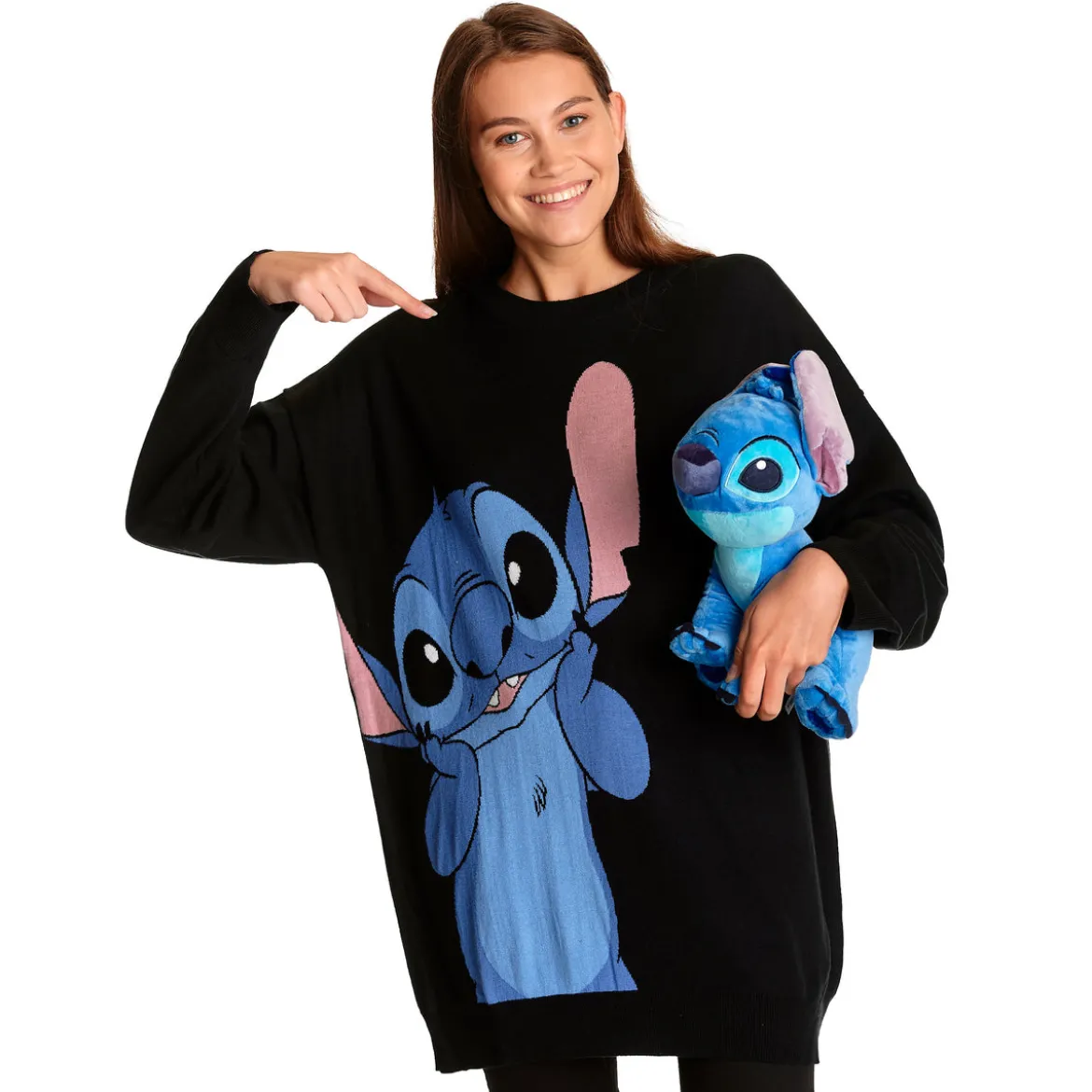 Lilo & Stitch - Oversize Sweater Damen schwarz