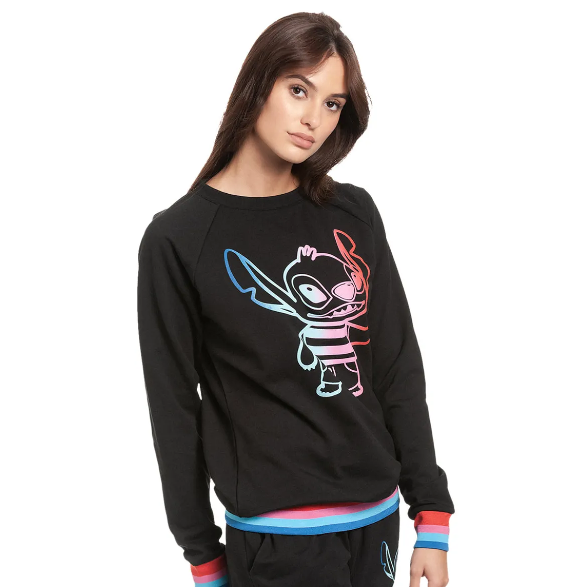 Lilo & Stitch - Rainbow Stitch Sweater Damen schwarz