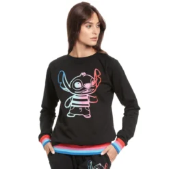 Lilo & Stitch - Rainbow Stitch Sweater Damen schwarz