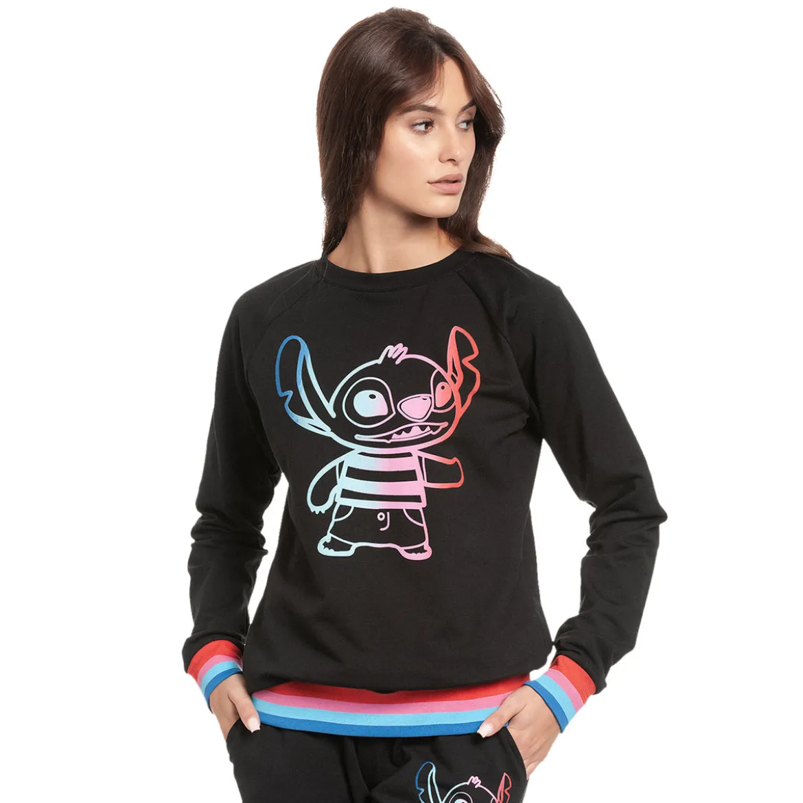 Lilo & Stitch - Rainbow Stitch Sweater Damen schwarz