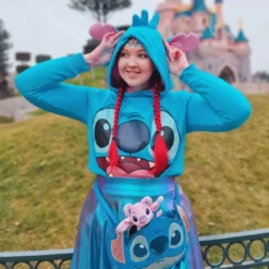 Lilo & Stitch - Stitch Damen Hoodie mit Ohren blau