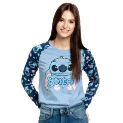 Lilo & Stitch - Weird But Cute Raglan Longsleeve Damen blau