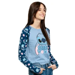 Lilo & Stitch - Weird But Cute Raglan Longsleeve Damen blau