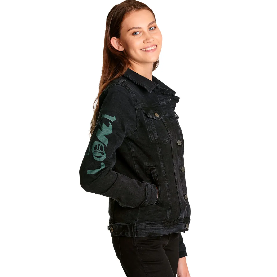 Loki - Logo Jeansjacke Damen schwarz