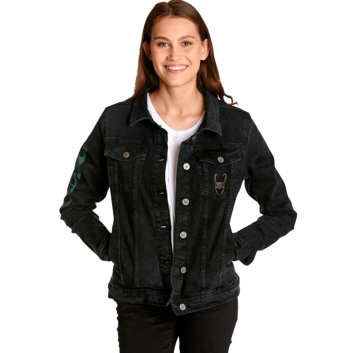 Loki - Logo Jeansjacke Damen schwarz