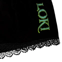 Loki - Logo Pyjama Damen kurz mit Spitze schwarz
