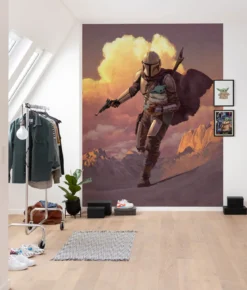 Mando mit Grogu Fototapete - Star Wars The Mandalorian