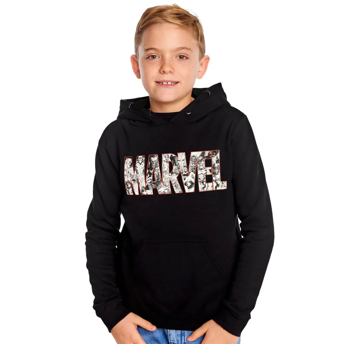 Marvel Comic Logo Hoodie Kinder schwarz