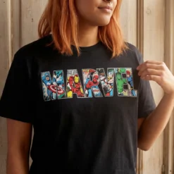 Marvel - Comic Strip Logo T-Shirt schwarz