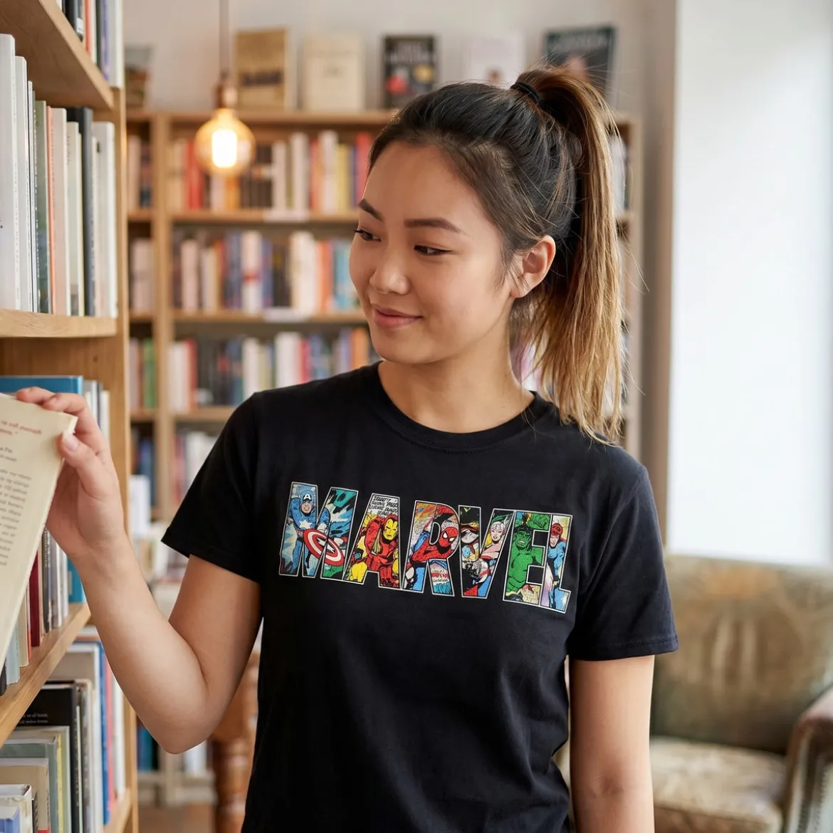Marvel - Comic Strip Logo T-Shirt schwarz