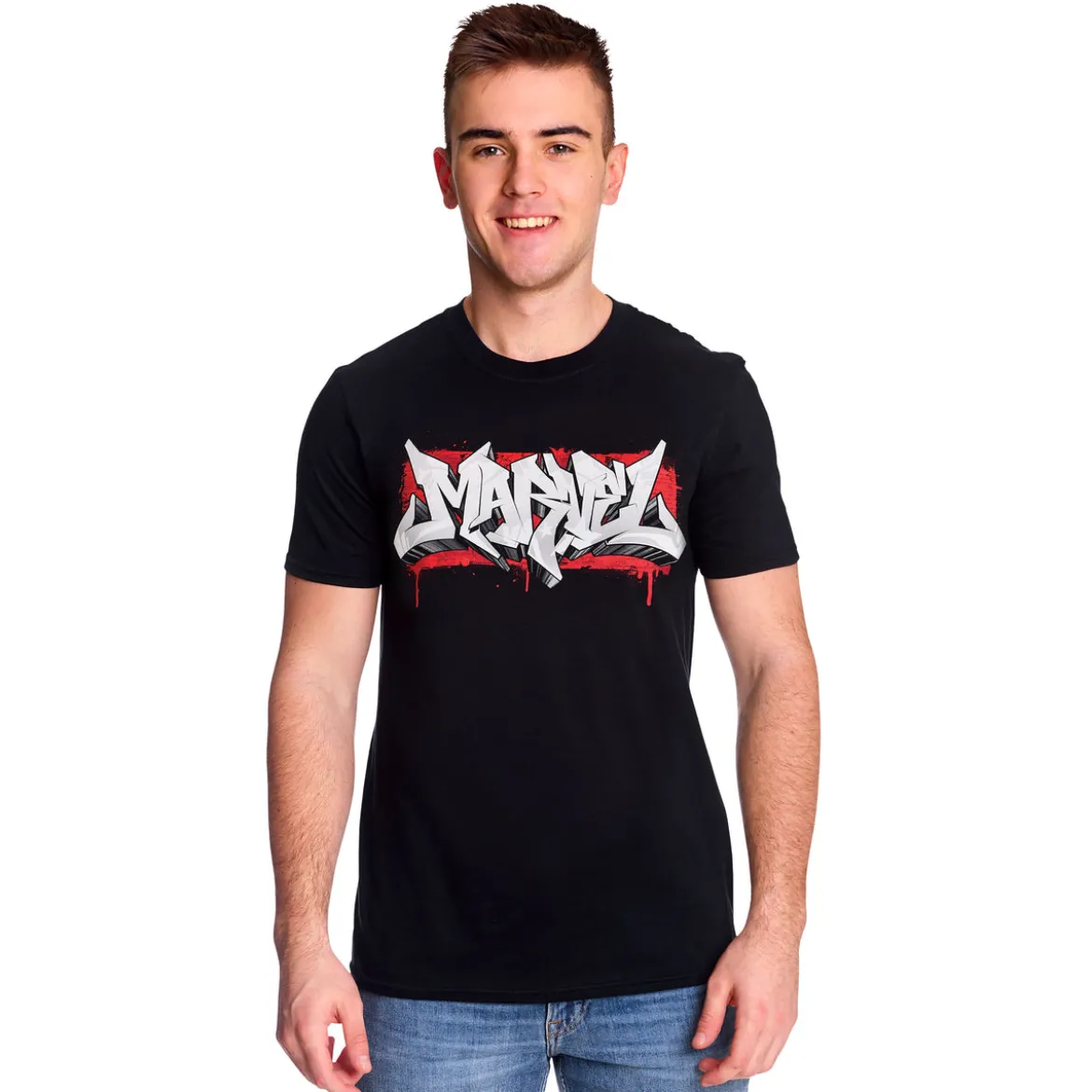 Marvel - Logo Graffiti T-Shirt schwarz